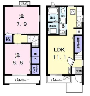 リバーサイド マルエイ・コーポ【1階】の間取り