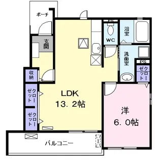 ラシュラント ジュモⅡ【1階】の間取り