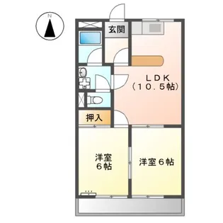 2LDKの間取り画像