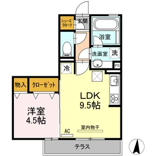 ハーベスト横井【1階】の間取り