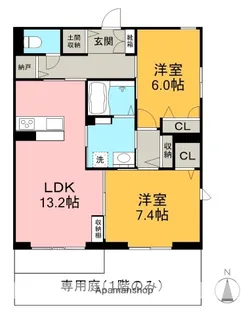 ピアレス八田南【1階】の間取り