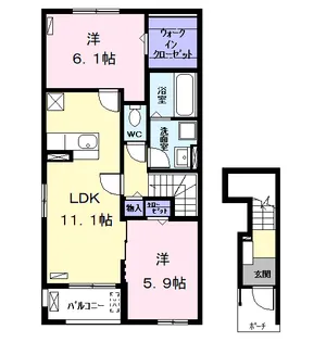 ヒル ヴィレッジⅢ【2階】の間取り
