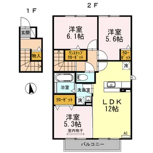 パストラル八田 B棟【2階】の間取り