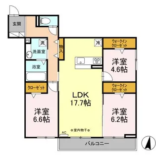 リヴェール的場【3階】の間取り
