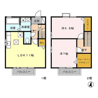 愛知県あま市中萱津法慶寺【テラスハウス】の間取り