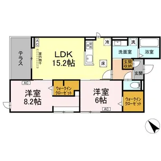 ルサンティエ荒子B【1階】の間取り