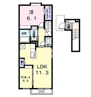 F 1(エフ)【2階】の間取り