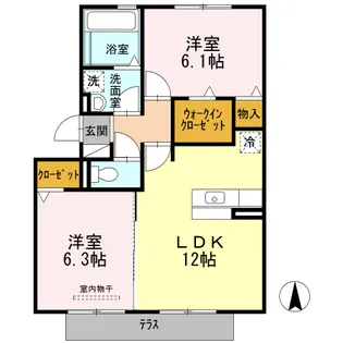 ハートフルタウン B棟【2階】の間取り