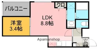 1LDKの間取り画像