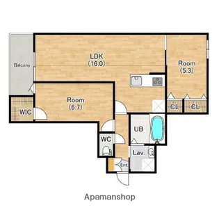 2LDKの間取り画像