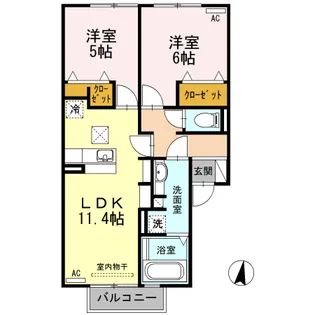 ラ・トゥール・アマ NORTH【102号室】の間取り