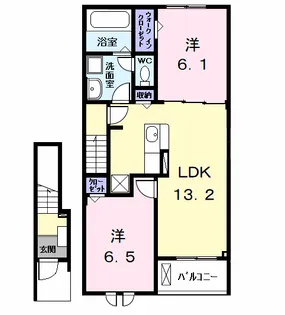 グランディールCー2【2階】の間取り