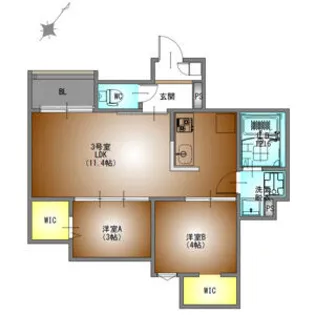 REGALESTルミナス黄金【1階】の間取り