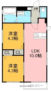 Cedre中村公園【4階】の間取り