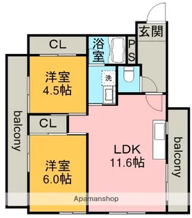 コーポやすり苑【3階】の間取り
