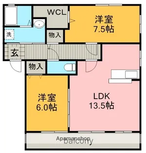 ウエストエトワールB【2階】の間取り