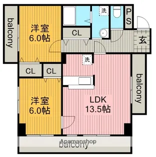 ディアコートA【9階】の間取り