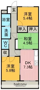 レイクハイツ当知【4階】の間取り