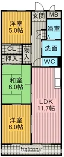 ライフステージ川間【4階】の間取り