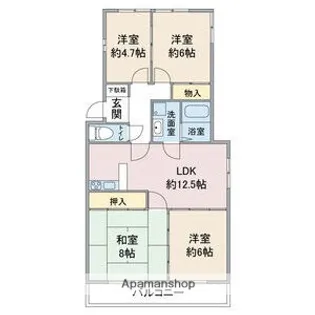 レスカール社台【1階】の間取り