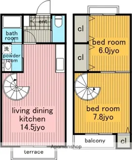アビタシオン竹の山.【1階】の間取り