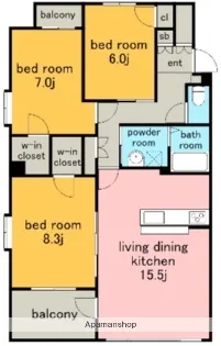 セレニティキフネ.【3階】の間取り