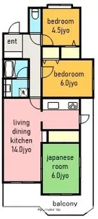ヴェルビュ一社【3階】の間取り