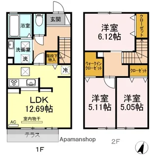 愛知県長久手市砂子【テラスハウス】の間取り