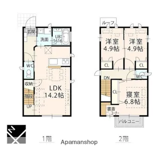 愛知県名古屋市名東区西里町2丁目【一戸建】の間取り