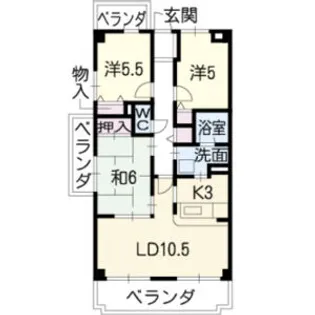 ヒルトップ藤ヶ丘【3階】の間取り