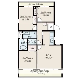 TENAS一社【2階】の間取り