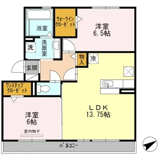 ハピネス荒田【1階】の間取り