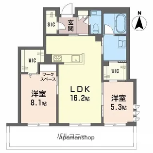 ウィステリア・ステージ 真栄【2階】の間取り