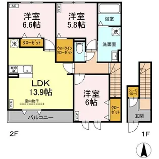 ベルネージュIII【2階】の間取り