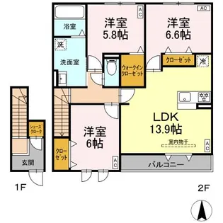 ベルネージュIII【2階】の間取り