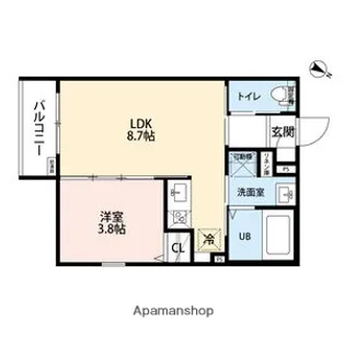 1LDKの間取り画像