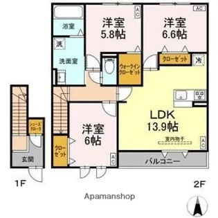 ベルネージュⅢ【2階】の間取り