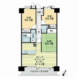 ライオンズマンション一社東【2階】の間取り