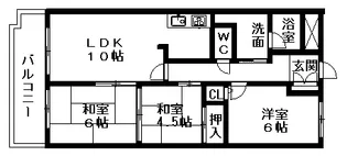 ヒルトップ藤ヶ丘【6C号室】の間取り