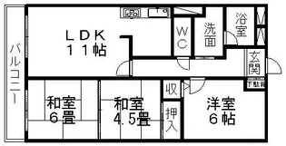 ヒルトップ藤ヶ丘【2B号室】の間取り