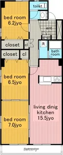 サンシティ貴船.【3階】の間取り
