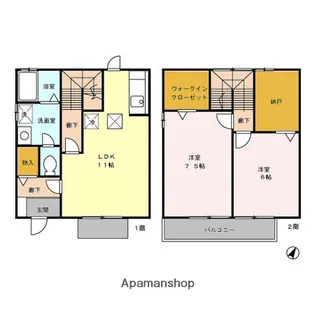 愛知県日進市岩崎町岩根【テラスハウス】の間取り