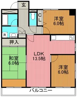 ランドマーク・一社【4階】の間取り