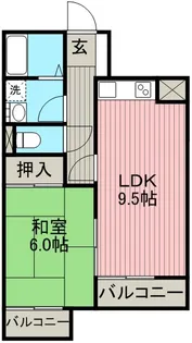 ラウムズ虹ヶ丘【104号室】の間取り