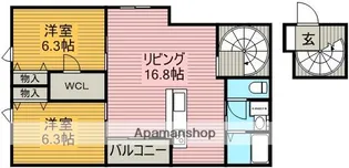 カーサビアンカⅡ【2階】の間取り