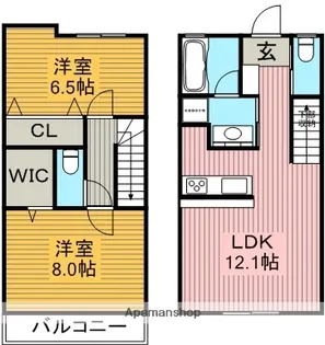 愛知県名古屋市名東区梅森坂3丁目【テラスハウス】の間取り