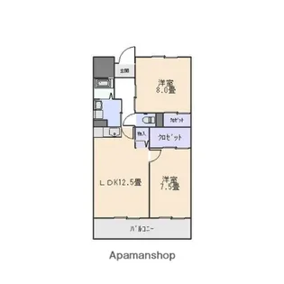 ハイライズ鴨田【6階】の間取り