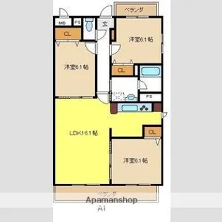 ヴァンベルデ【3階】の間取り