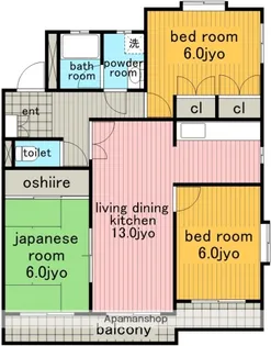 ラ・ファミーユⅠ・Ⅱ【2階】の間取り