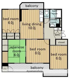ラルジュ猪子石【3階】の間取り